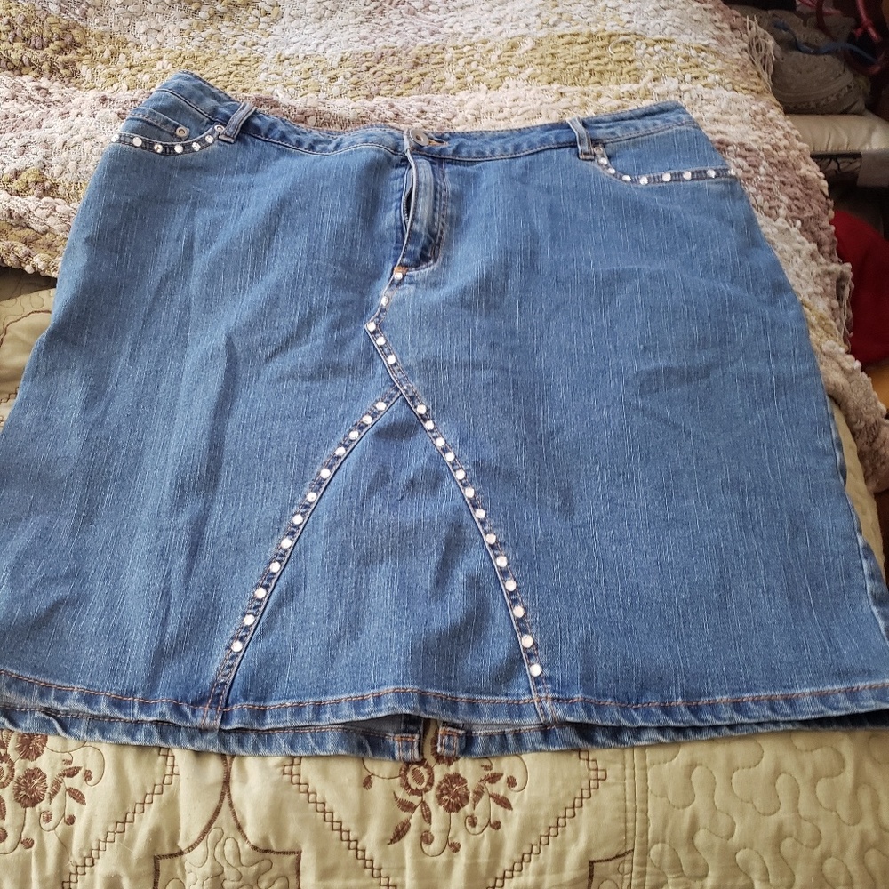 Mini Jean embellished Skirt